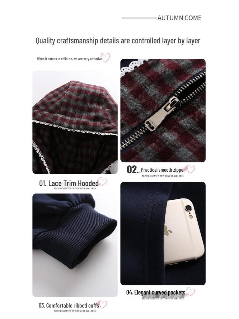 Dziewczęcy kardigan z kapturem w stylu koreańskim na wiosnę i jesień