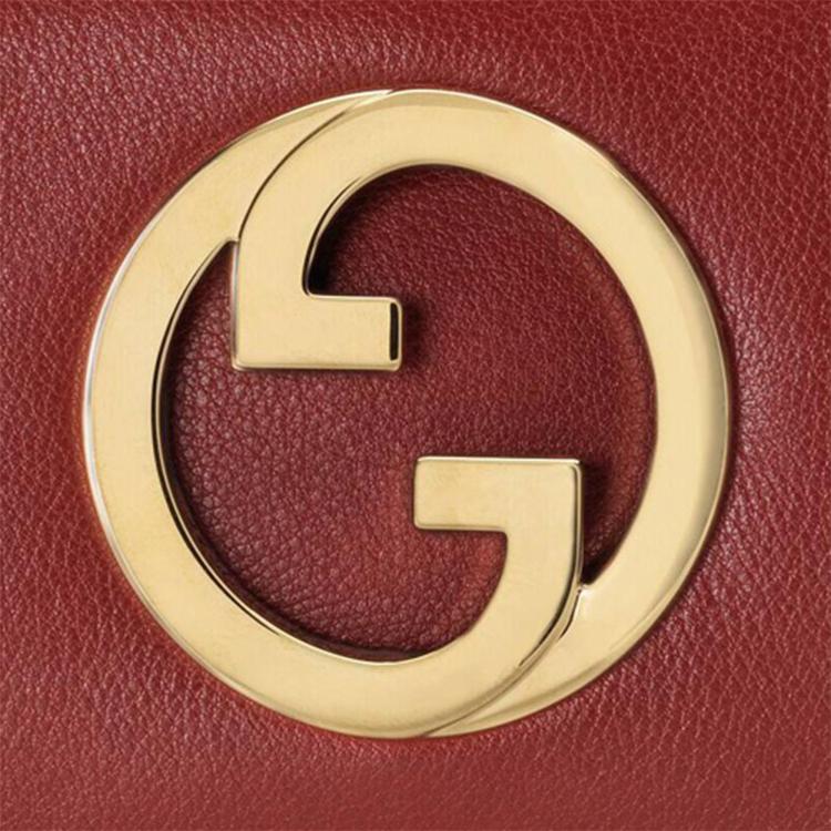 Gucci Blondie Gold Logo Detachable Shoulder Strap Runway Leather Mini Handbag Crossbody Women handbag Deep-Red 698643-UXXAG-6170