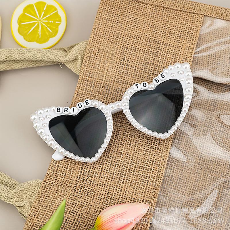 Pearl Letter Wedding Party Glasses for Bride & Bridesmaids