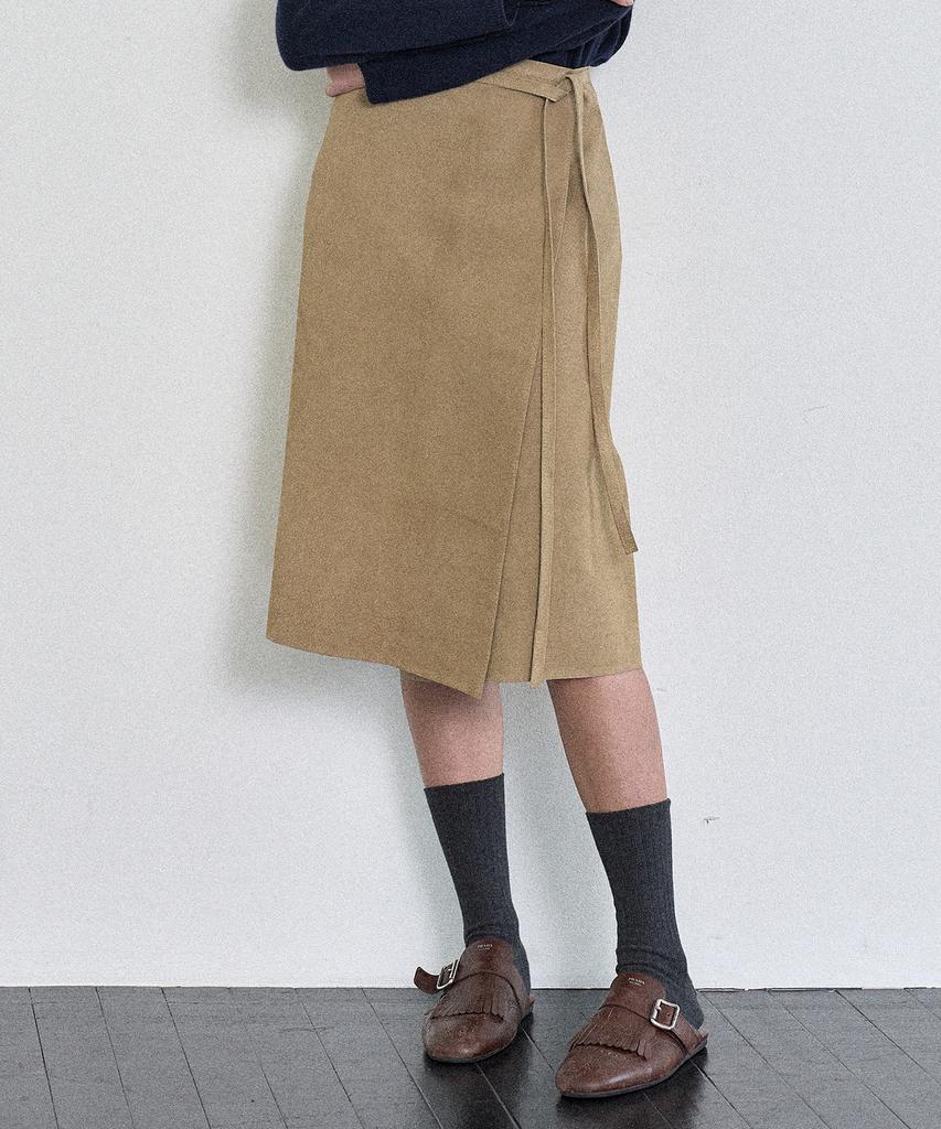 Pilot Suede Leather Wrap Skirt (2 Colors)