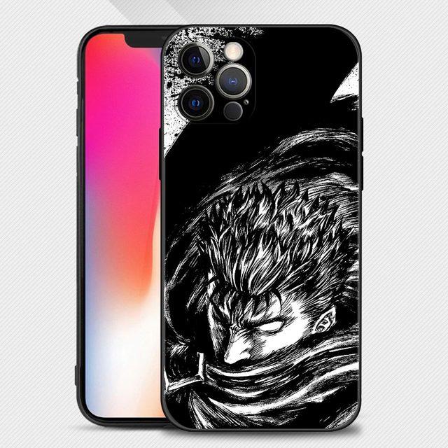 Telefon Fall Für Iphone 14 13 12 11 Pro Max Xs Max Xr X 7 8 Plus 12 Mini 6s Silikon Capa Schwarz Shell Berserk Guts Anime