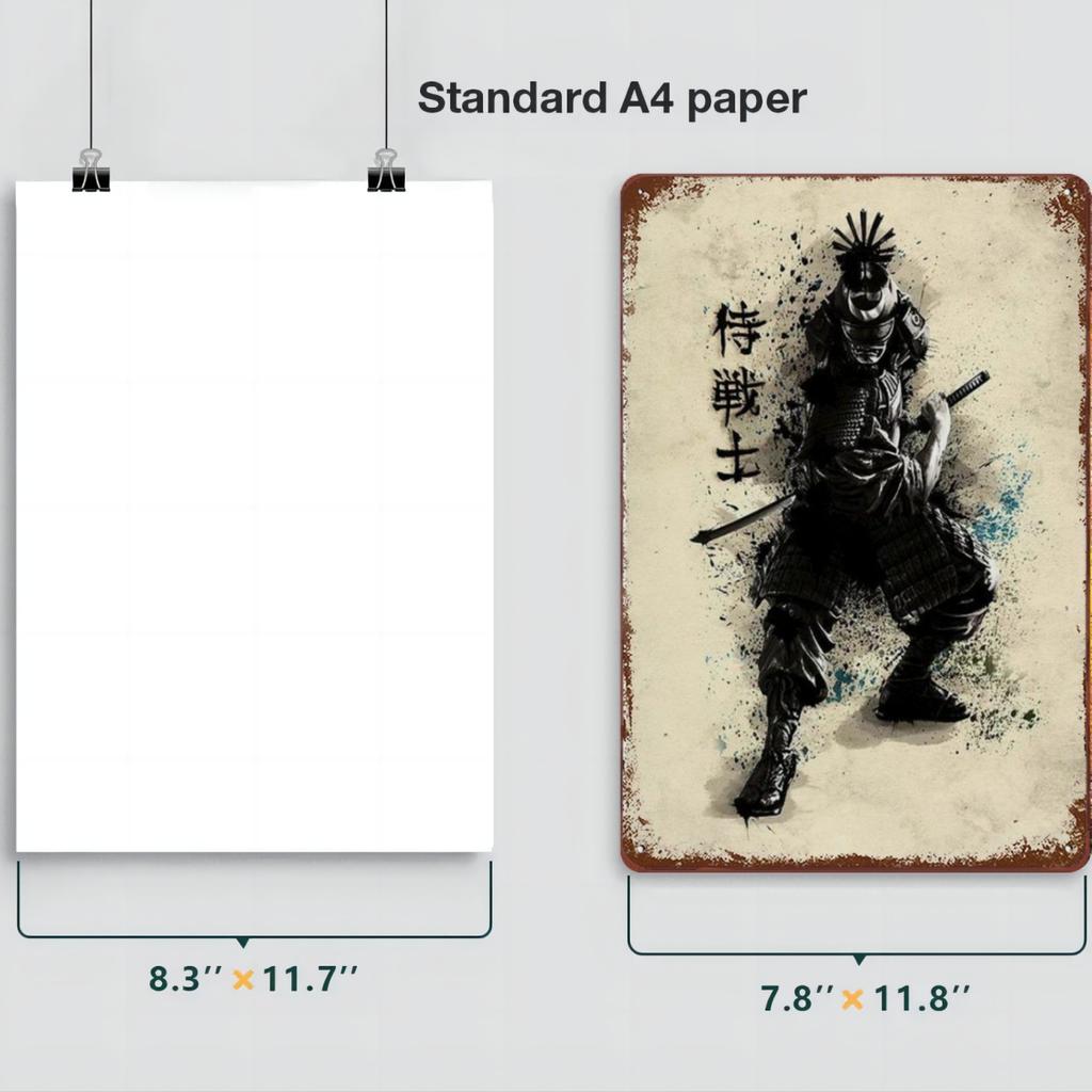 Japonský samuraj kovové plechové cedule Nástěnné umění Postavy Plakáty Dekor Home Room Decorating Picture for Bar Living Room