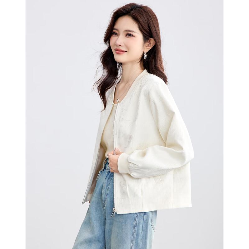 TERRE BLEUE Women's Casual Baseball Collar Short Jacket
