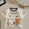 Girls Summer Short Sleeve T Shirt Cute Cartoon Print Comfortable Breathable Top
