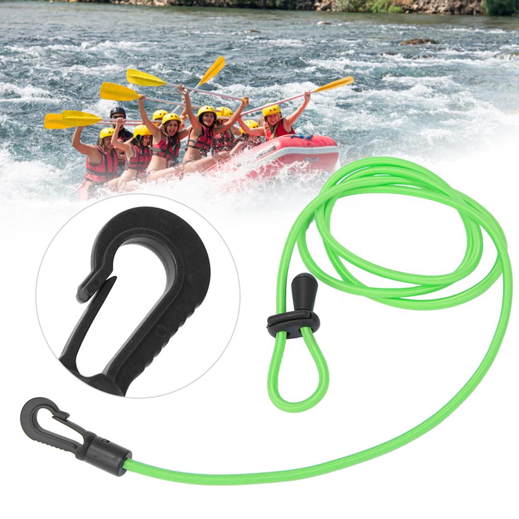 DIY Elastische Kajak Paddel Leine Bungee Seil Schnalle Kombination Lanyard Kanu AccessoryGreen