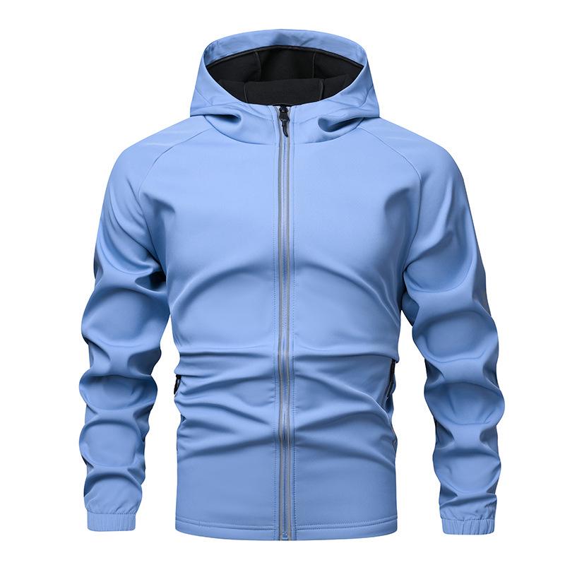 

Мужская уличная ветрозащитная куртка софтшелл на флисе с капюшоном для альпинизма L синий