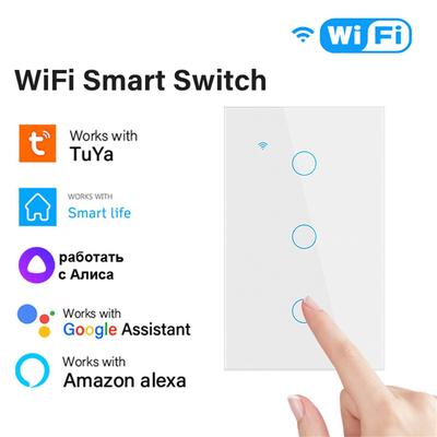 1/2/3/4gang TUYA WiFi Smart Touch Schalter Home Licht Wand Taste 120*72mm Neutral draht Stimme Für Alexa Google Home Assistent