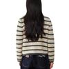 Striped Knitted Cardigan for Women In Autumn and Winter Ox Horn Button Lazy Style Sweater Cardigan New Round Neck Inner Base Shirt