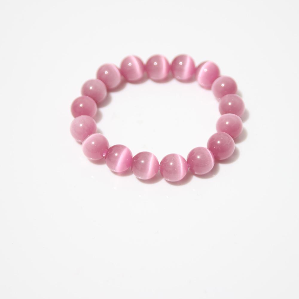 Sky Blue Cat's Eye Bracelet: Round Beads, Fresh Summer Crystal Jewelry for Women and Men