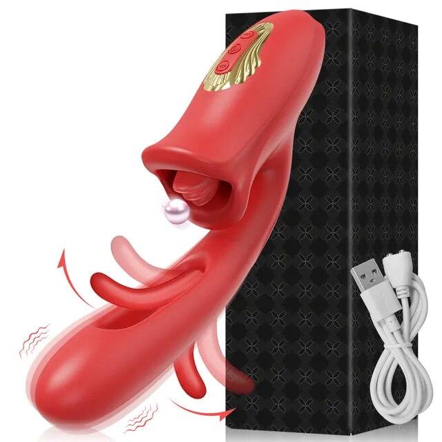 Tapping Biiting Vibrator Female Tongue Licking Swing Nipple Oral Clitoris Stimulator G Spot Massager Sex Toys for Adults Women