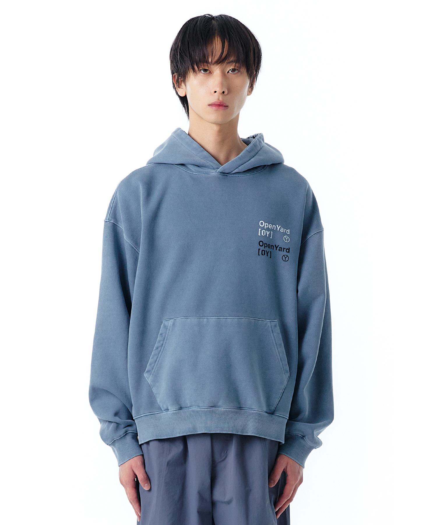 Oy Pigment Typo Hoodie-Blue 1 Size