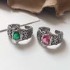 Xiaomi 925 Sterling Silver Rings For Women Geometric Fine Jewelry Finger Adjustable Vintage Green Stone Ring For Party Birthday Gift