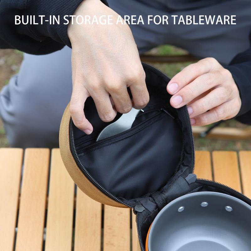 Camping Bowl Bag Waterproof Portable Divided Zippered Dishes Container Camping Travel Tableware Storage Bag For Hiking Barbecue