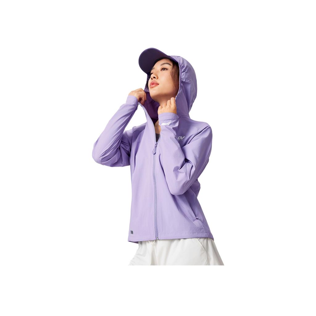 Li-Ning Running Series Letter Zipper Hooded Versatile Casual Cardigan Jacket Women jackets Aviation-Purple AFYV002-4