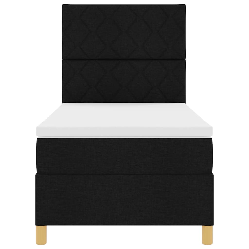 LED Box Spring Bed with Headboard Black 90 X 200 Cm Fabric