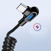 1 Stück 90-Grad-Winkel Auto USB C auf Typ C Schnellladekabel 6A Kurzes Spiral-Datenkabel für Telefon Xiaomi Ladekabel