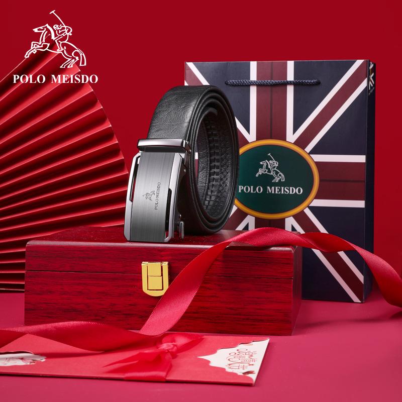 Paul Messder Men's High-End Genuine Leather Belt with Automatic Buckle - Top Layer Cowhide.