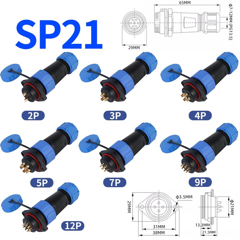 IP68 aviation plug socket connector M/P flange SP/SD13/16/17/20/21 2/3/4/5PIN male female butt joint waterproof and dustproof