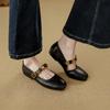Sheepskin version~ Genuine leather flat-bottomed retro word with Mary Jane shoes, women's square head shallow mouth single shoes, small leather shoes