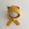 Warm Fleece Baby Bear Ear Hat Soft Plush With Chin Tie Perfect For Infant Winter Outdoor Daily Wear