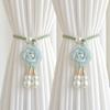2PCS Beautifully Camellia Curtain Tieback Adjustable Curtains Tie Rope Pearl Curtain Buckle  Bedroom