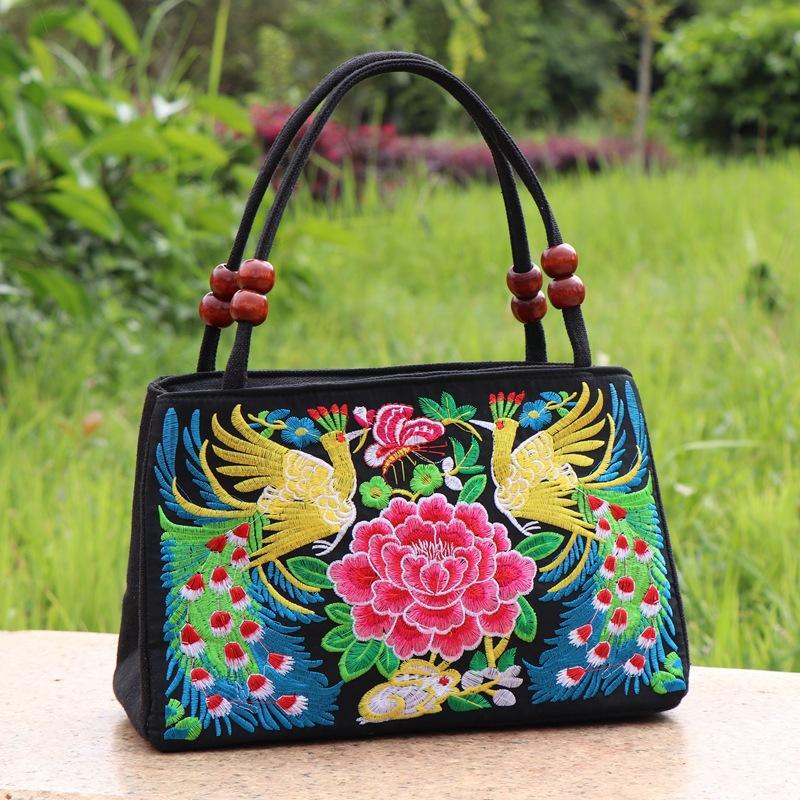 2026 New Fashion Embroidery Women Small Handbags National Floral Embroidered Lady Top-handle Bags Single-layer Beading Falp Carrier
