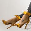 Large Size Women's Shoes Are Fashionable and Sexy, Solid Color Simple Bow with Buckle High-heeled Sandals