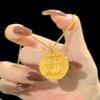 Luxury 24K 9999 Pure Gold Real Gold Women's Ancient Filigold Round Embossed Peony Pendant Necklace
