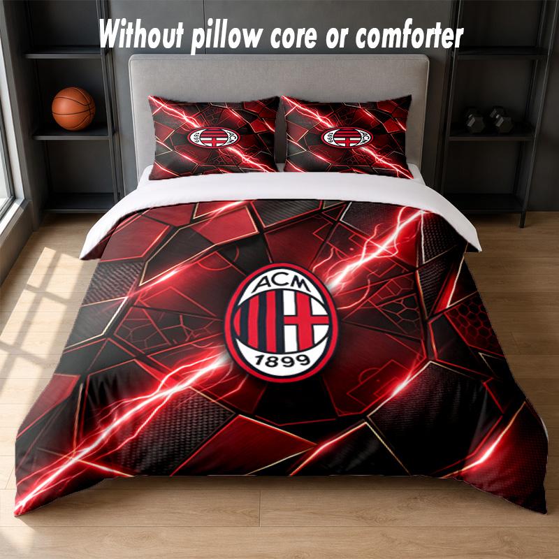 AC Milan Design Bed Bedding Set 1 Duvet Cover + 2 Pillowcases Soft Breathable Household Bed Linens