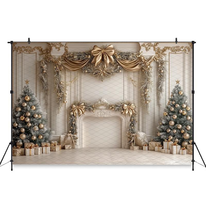 Mocsicka Weihnachtlicher Hintergrund Fotografie Neujahrsparty Baum Beige Wanddekorationen Erwachsener Kind Foto Hintergrund Studio Tapete