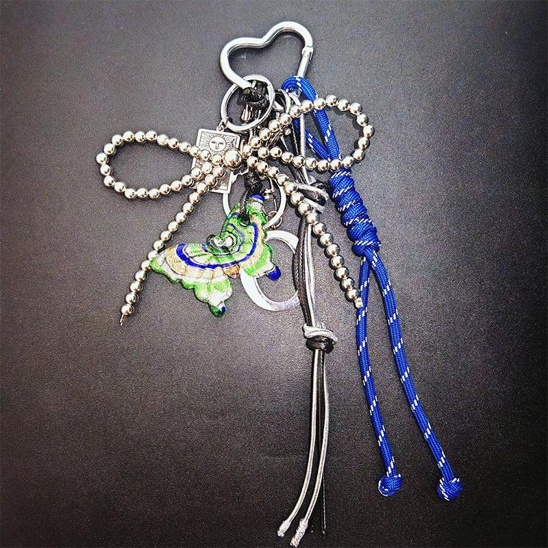 Exquisite Multi-Element Bag Pendant High-Grade Hand-Woven Rope Beaded Rope Keychain Versatile Bag Decoration Accessories Gifts