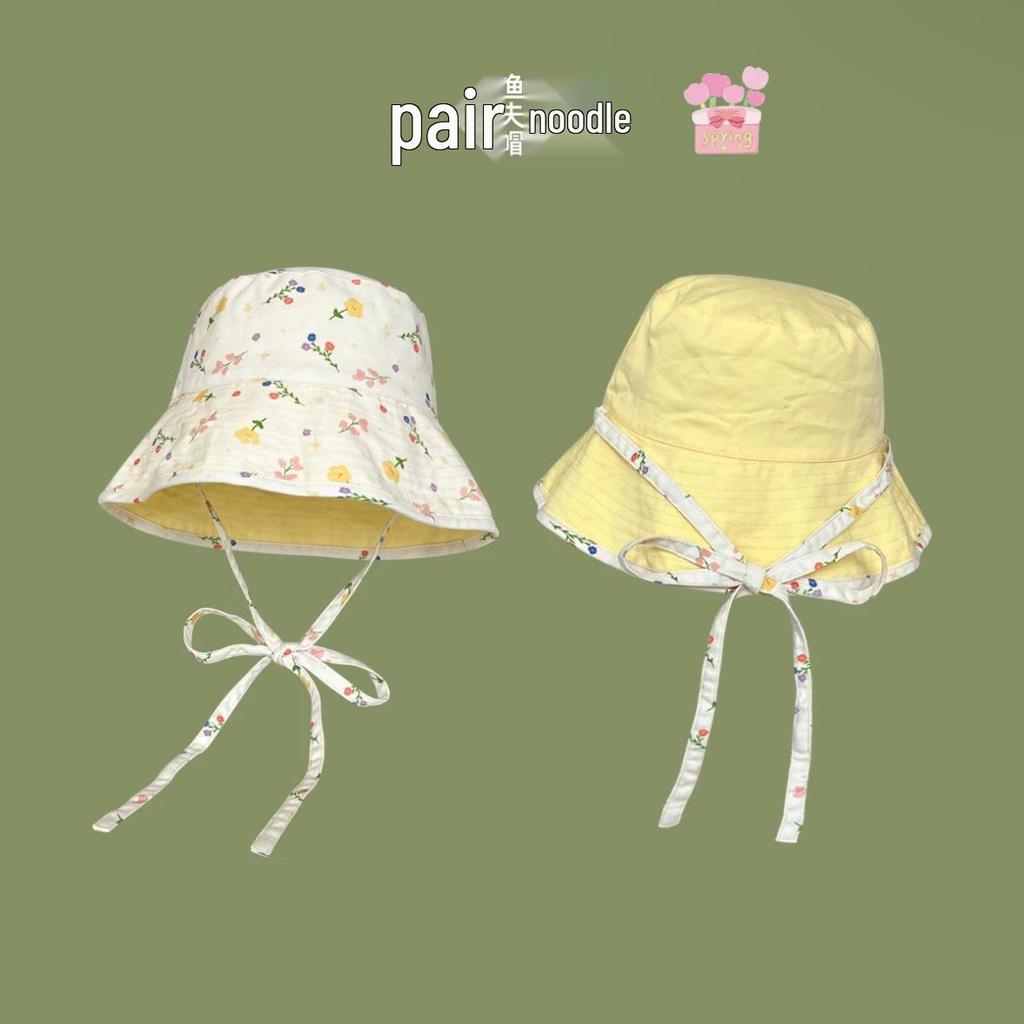 Women's Cute Japanese Floral Bucket Hat - Double-Sided, Large Brim, Sun Protection, Slimming Effect for Summer