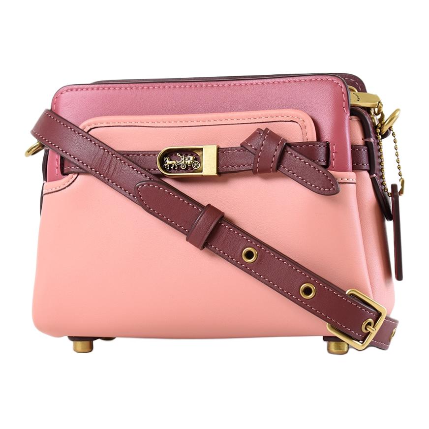 Coach Tate 18 Bow Carriage Logo Color Block Snap Pocket Hardware Leather Handbag Shoulder Bag Crossbody Bag Small Women Handbags Pink C2632-B4S5K