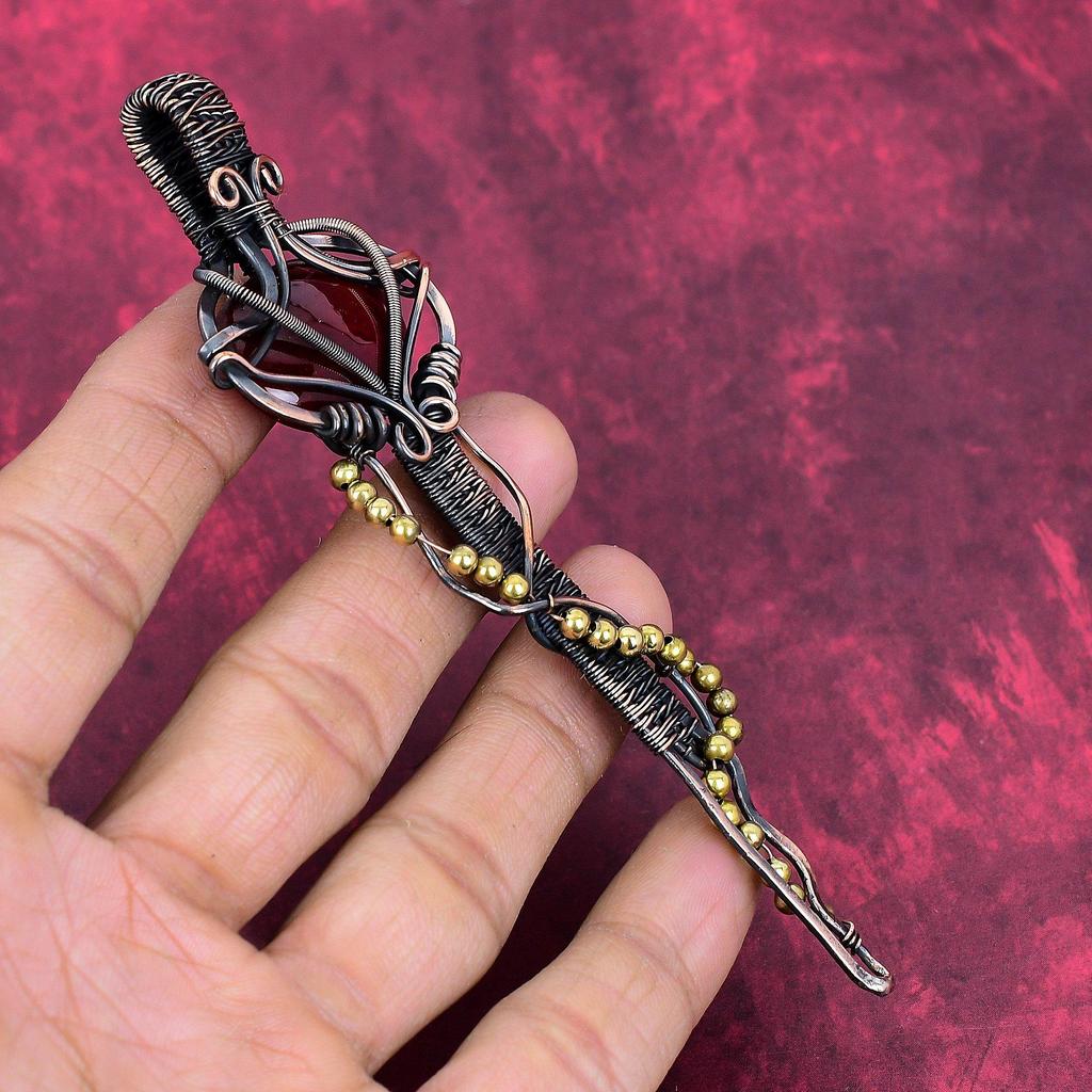 Red Fire Labradorite Pendant Copper Wire Wrapped Pendant Handmade Jewelry Very Pretty Gemstone Pendant Copper Wire Key Jewelry Gifts for Her