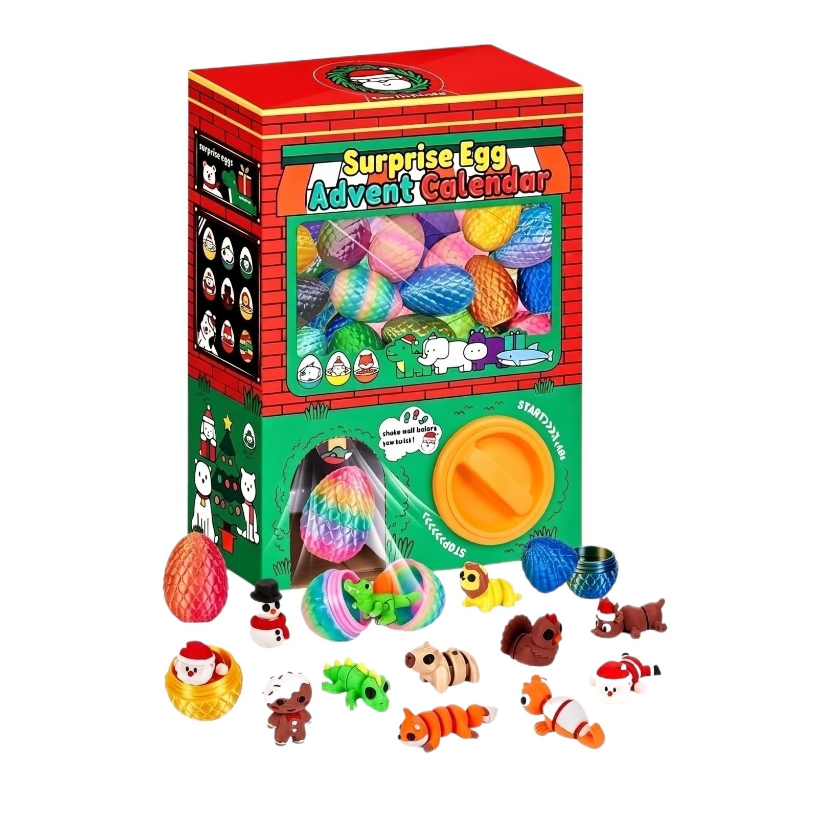 

Surprise Egg Advent Calendar with Multiple Small Animal Figures and Capsules Includes Interactive Dispensing Machine for Daily Surprises one size