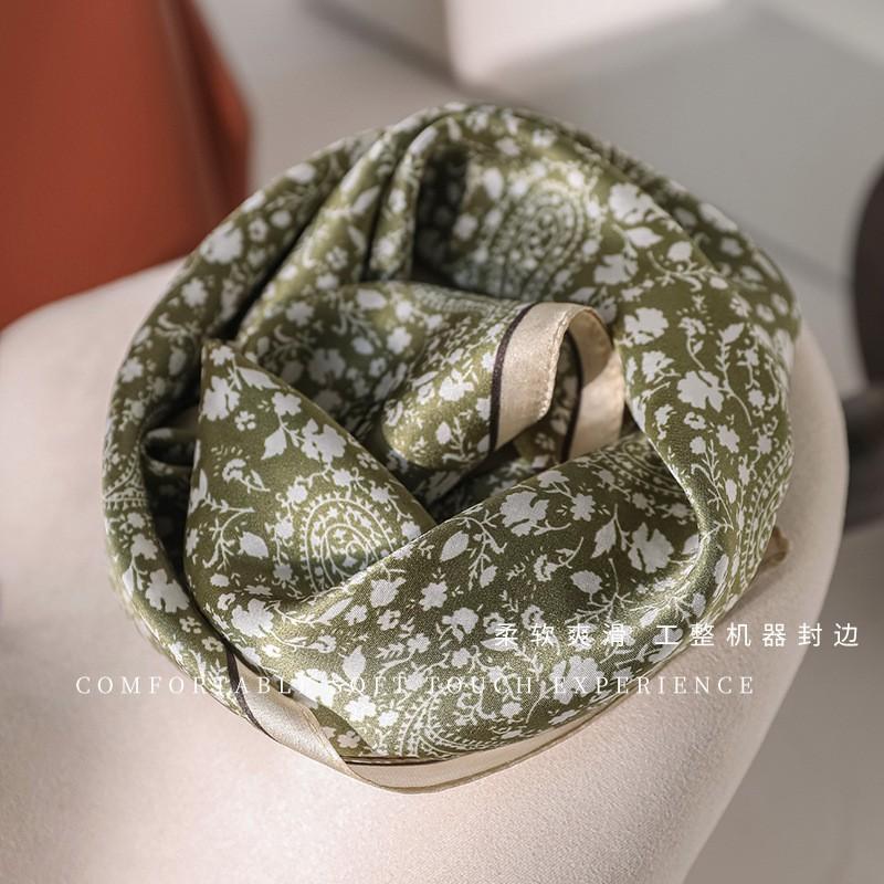 100% Pure Mulberry Silk Square Scarf Women Floral Print Lightweight Elegant Neck Wrap