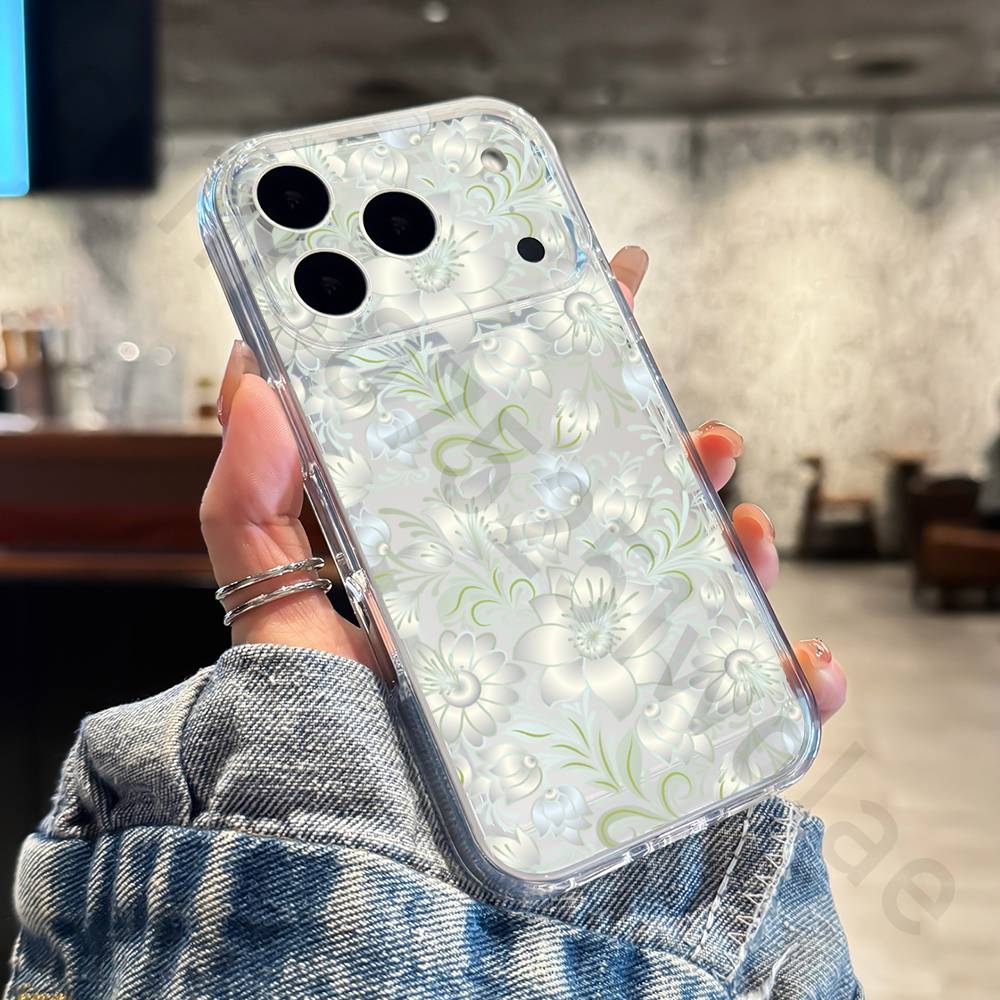 Flower Phone Case for iPhone 17 16 15 14 13 12 11 Pro Max Plus Air Mini 16E ProMax Transparent Case