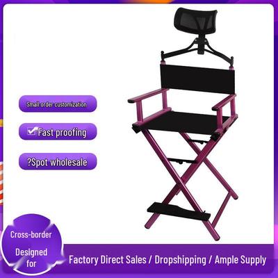 Foldable Aluminum Makeup Chair with Pillow, High Back, Outdoor Portable Hairdressing Chair