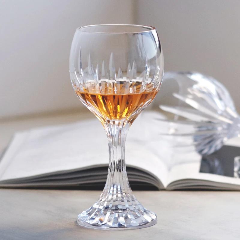 Antik-Stil Mehrfarbiges und Handgeschliffenes Glas Kristall Hockglas Weingläser mit geschliffenem Stiel und Fuß Heimbar Dekor 140ml-330ml gray
