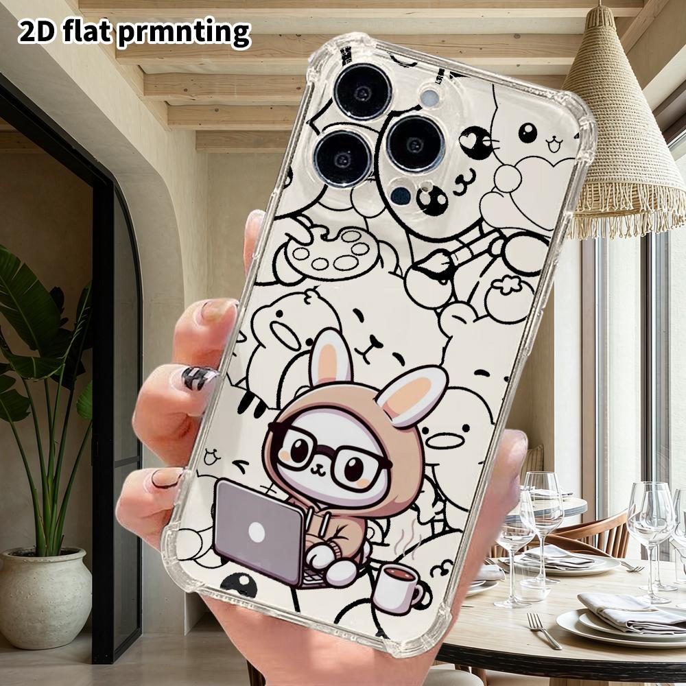 Phone case: 2D flat, suitable for iPhone 18 17 16 15 14 13 Pro protective case, hooded rabbit, perfect Christmas and Halloween holiday gift