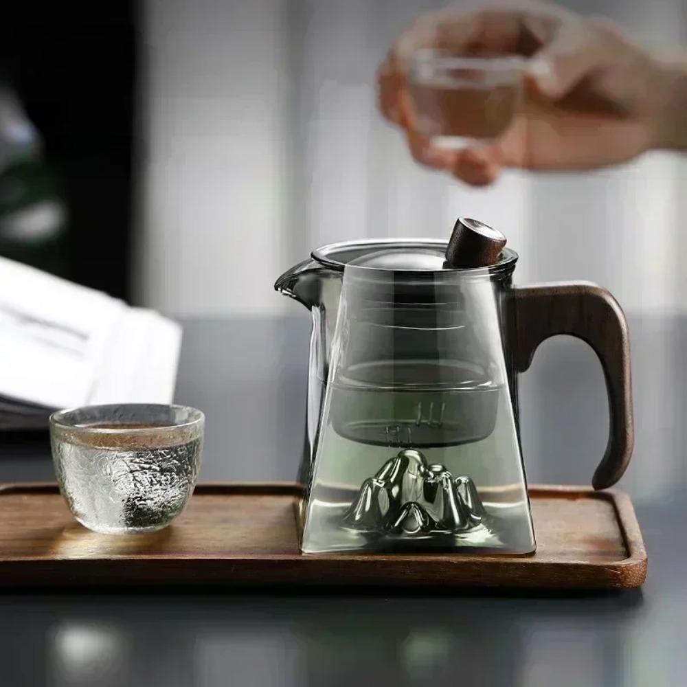 Teapot Glass with Infuser Heated Resistant Container Flower Tea Herbal Pot Mug Clear Kettle Square Filter Glass Tea Pot Teaware