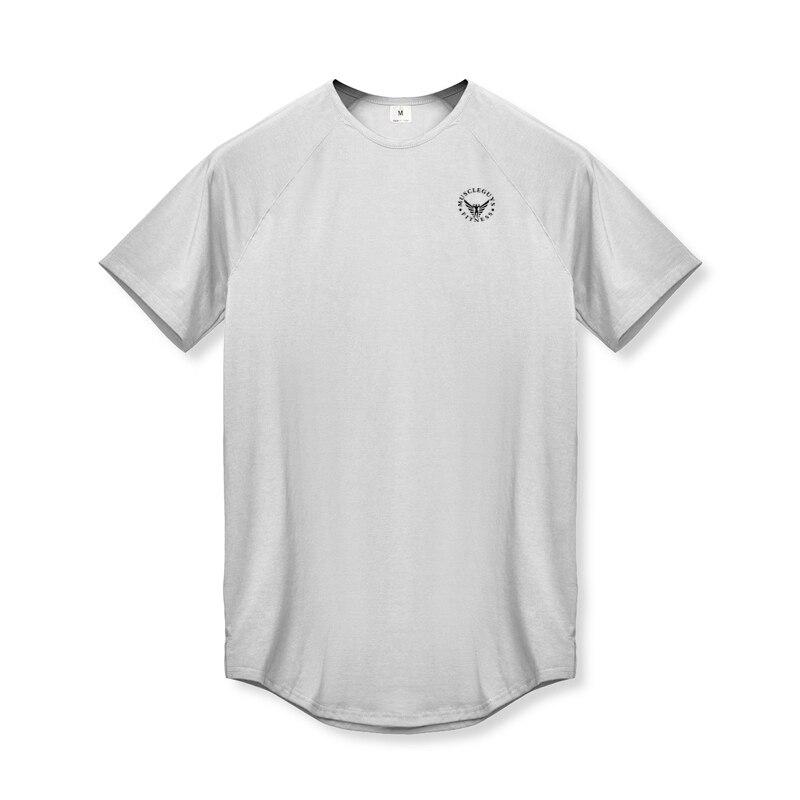 

Спортивная футболка мужская быстросохнущая с коротким рукавом из ледяного шелка, летняя футболка с половиной рукавом, тренировочный костюм для фитнеса XXL белый