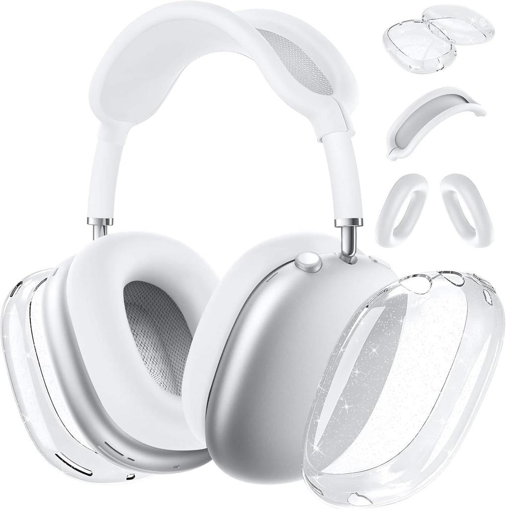 Applicable AirPods Max Over-Ear Headphones Transparent Glitter Silicone Case
