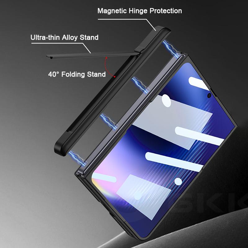 For Huawei Pura X Max Case Magnetic Hinge Stand All-included Screen Glass Protective Plastic Cover For Huawei Pura X Max Case