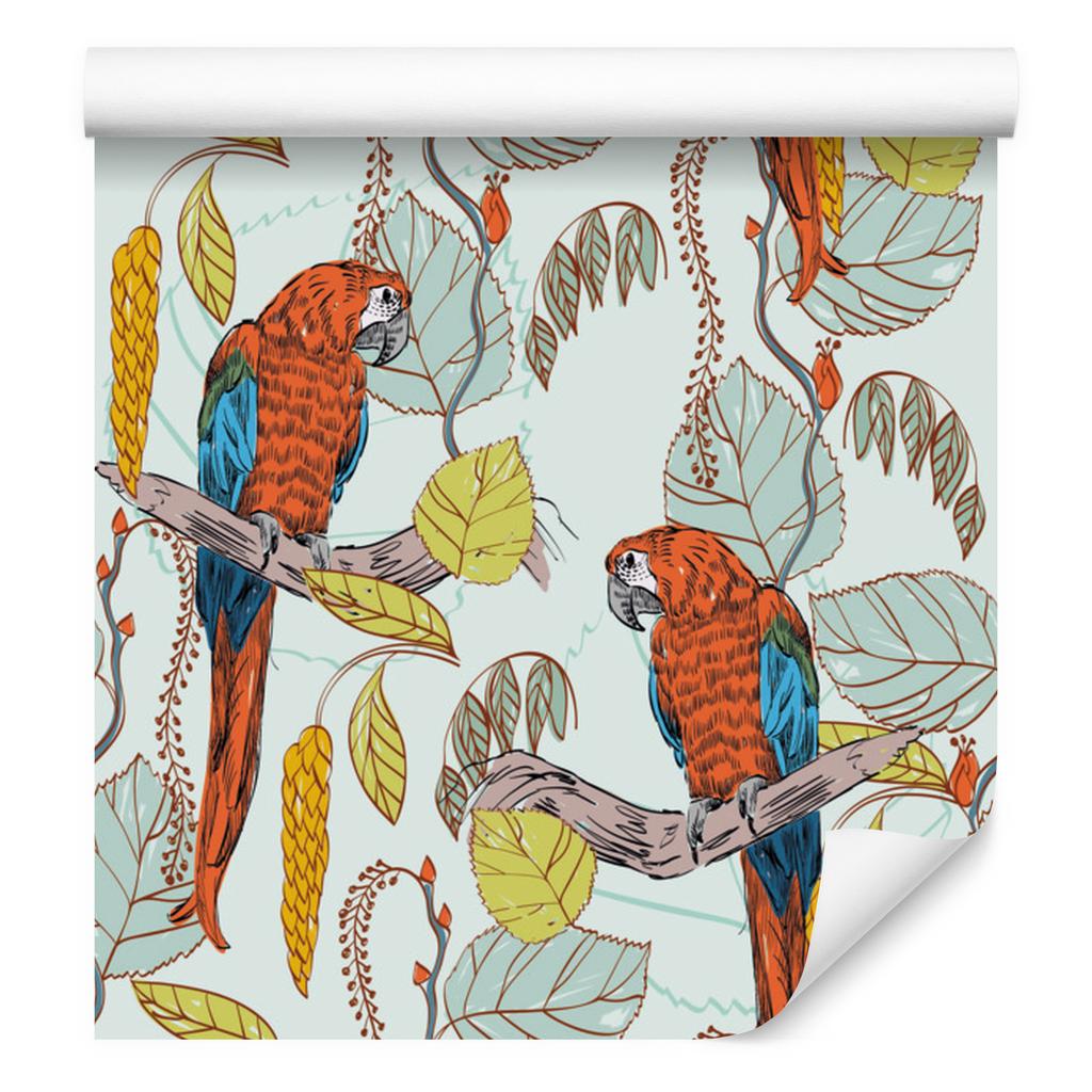 Wallpaper Beautiful colorful parrots for living room and bedroom 50x1000