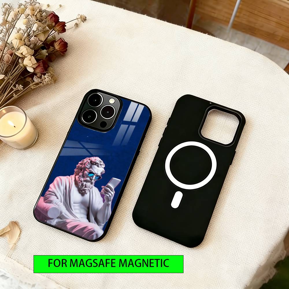 Creative Sculptures Phone Case For iPhone17,16,15,14,13,12,11 Plus,Pro Magnetic with Magsafe Wireless Charging