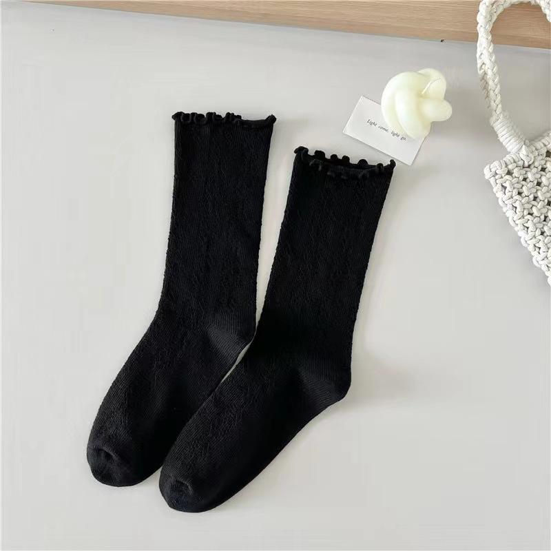 

Весенне-летние носки высокого класса, женские сетчатые бесшовные носки до середины икры, легкие и дышащие, тонкие носки для ношения слоями 1 pair чёрный