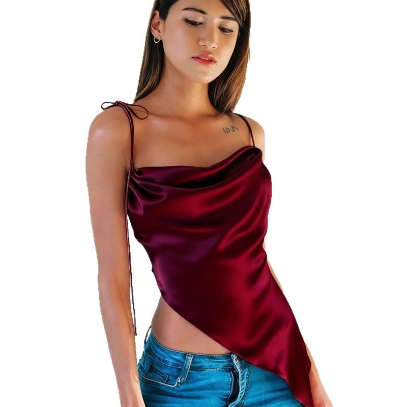 New Women's Sexy Suspender Satin Satin Camisole Top for Women's Outer Wear