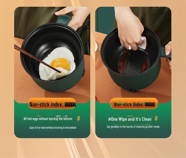 Kompakt Çok Fonksiyonlu Elektrikli Noodle Pişirici: Yapışmaz Tava & Yurtlar İçin Paslanmaz Çelik Sıcak Tencere