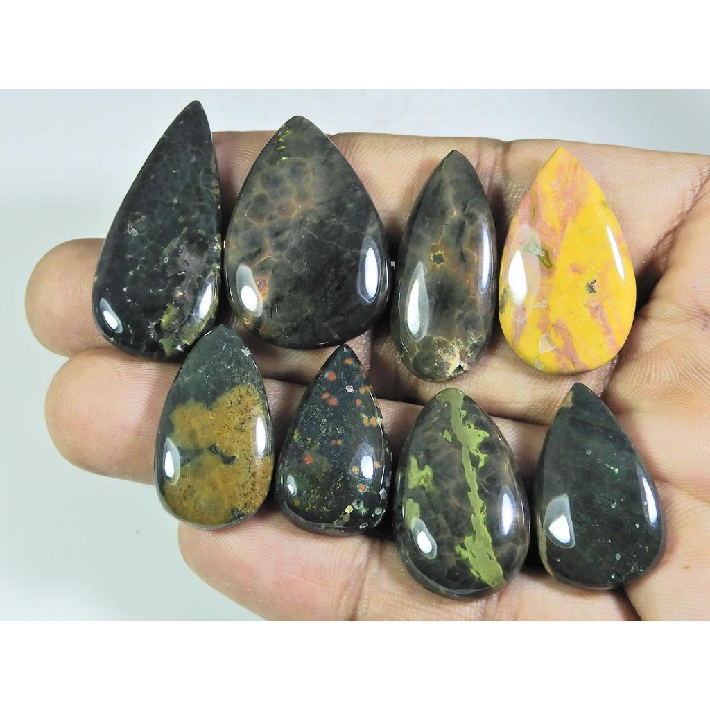 183Cts. Natural Ocean Jasper Pear Shape Cabochon Loose Gemstone 08Pcs Lot C-306